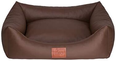 Софа для собак Leo4dog Natalie: штучна шкіра, м'яке ліжко, 4 розміри (XXL 130x100 см, коричнева)