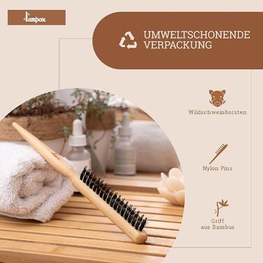 Бамбукова щітка для волосся Lampox з щетиною кабана, масажна щітка для голови, розпушувач для довгих волосся та кучерів, для жінок, чоловіків та дітей
