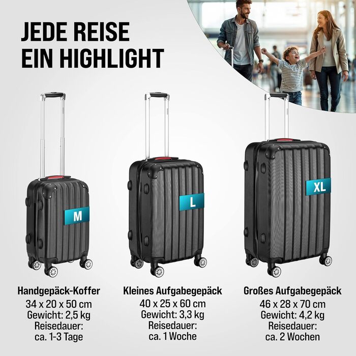 Набір валіз Monzana® 3шт (M-L-XL), зелений - з замком, органайзером та вагами. Hartschalenkoffer, Trolley Set