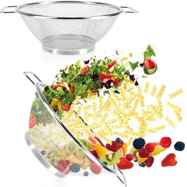 Набір з 2 сит для кухні COM-FOUR® з нержавіючої сталі - для макаронів, овочів, фруктів та салатів (2 шт, діаметр 20,5 см)