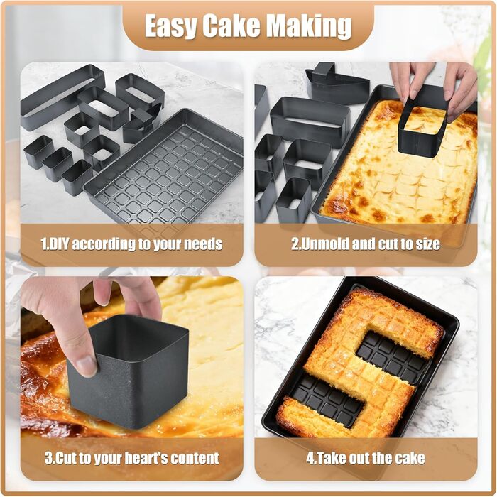 Набір форм для випічки з антипригарним покриттям, форми для випічки у вигляді літер та цифр, великі регульовані форми для кексів з алюмінію, набір для випічки DIY для вирізання печива на весілля, день народження, хрещення