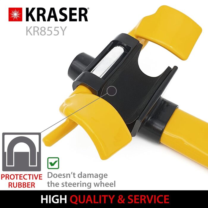 Протиугінний замок на кермо KRASER KR855Y, висока безпека, універсальна блокіратор керма для авто, автодімів та легкових автомобілів