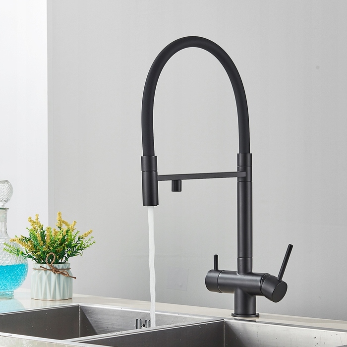 Змішувач для кухні стійкий MYQualife K15 premium, чорний