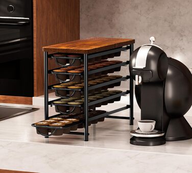 Тримач для капсул кави Dolce Gusto, 5-ярусний металевий ящик для капсул з тихими направляючими та антиковзними ніжками (на 72 капсули)