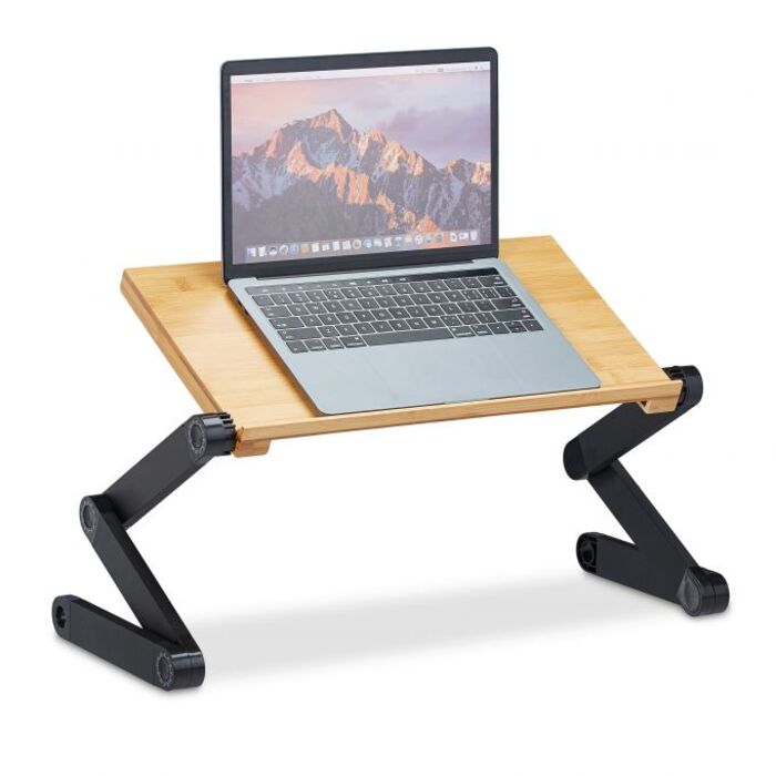 Relaxdays Laptop Stand Bamboo Aluminum