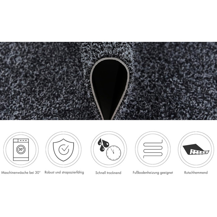 Килимок для дому Samson Sauberlaufmatte: миючий, антиковзкий, 40x60 см, бежевий (також 67x180 см, антрацит)