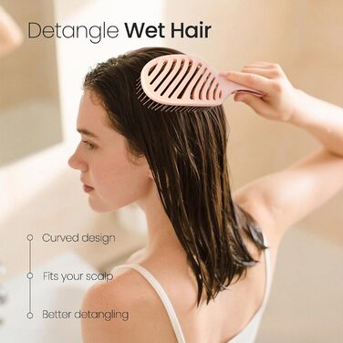 AIMIKE Рожева щітка для розплутування волосся Luxe Entwirrbürste - безболісна, з вентиляцією та ультрам'якими щетинками FlexGlide, для жінок, дівчаток та дітей