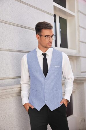 Чоловічий костюм Coofandy з жилетом, блакитний, розмір 3XL. Весільний/Повсякденний