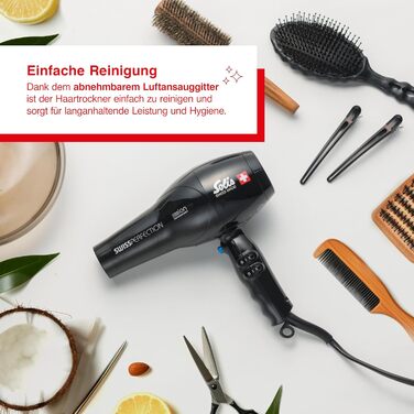 Фен Solis Swiss Perfection 440 Föhn: 2300 Вт, іонізація, AC-двигун, 3 режими температури, 2 швидкості, чорний