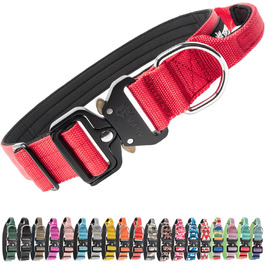 Преміум нашийник для собак TSPRO з ручкою, тактичний, міцний, з металевою застібкою, для середніх та великих собак (червоний L), розмір ручки L (регульований 44.5-62.2 см)