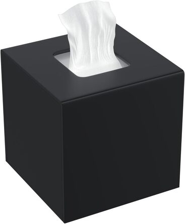 AITEE Acrylic Tissue Box Cover: Black square tissue holder, napkin dispenser for home, bathroom, kitchen, bedroom, office, coffee table, restaurant