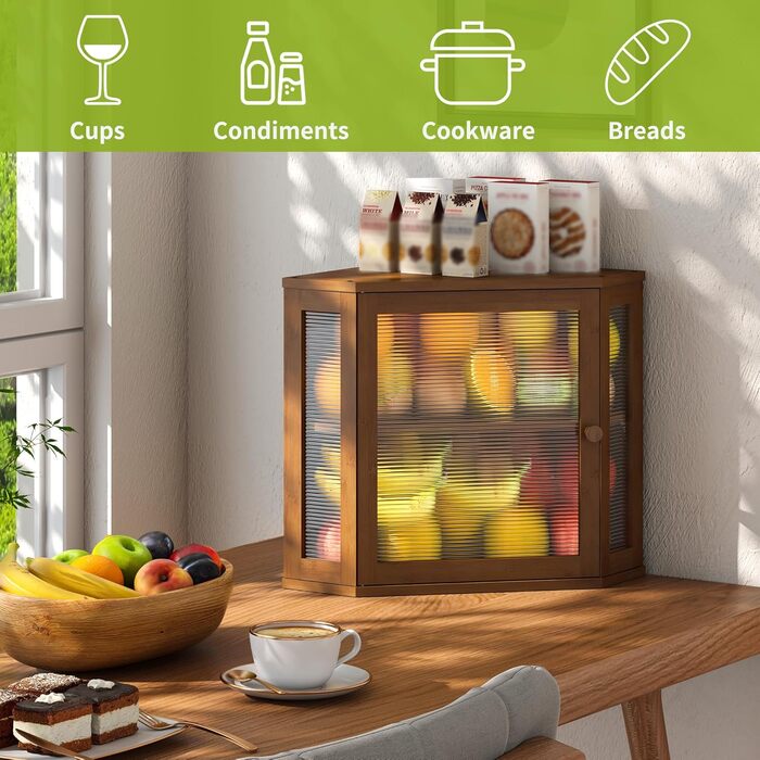 Чорний бамбуковий контейнер для хліба Eck-Brotkasten, великий, двошаровий, для кухні