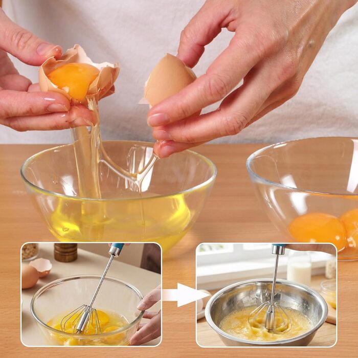 Набір з 2 штук напівавтоматичних міксерів для випічки та приготування їжі на природі, нержавіюча сталь, 10 та 12 дюймів