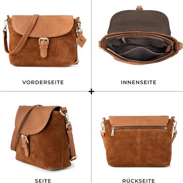 Сумка через плече Berliner Bags Catalina Vintage з натуральної шкіри коньякового кольору для жінок. Компактна крос-боді сумка з магнітною застібкою.