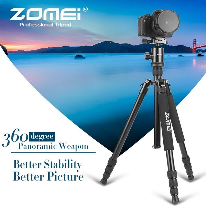 Штатив Zomei Z818 165 см, монопод з кульковою головкою 360° для Canon, Nikon, Sony DSLR камер, чорний