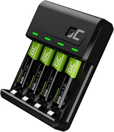 Зарядний пристрій Green Cell VitalCharger для акумуляторів AA AAA 2000mAh (4 канали) з Micro USB та USB-C, LED-індикація