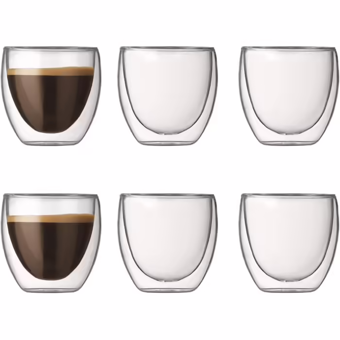 Bodum 4557-10-12 Pavina Glass Set, Double-Walled, Insulated, 6 Pieces (1 Pack), Transparent