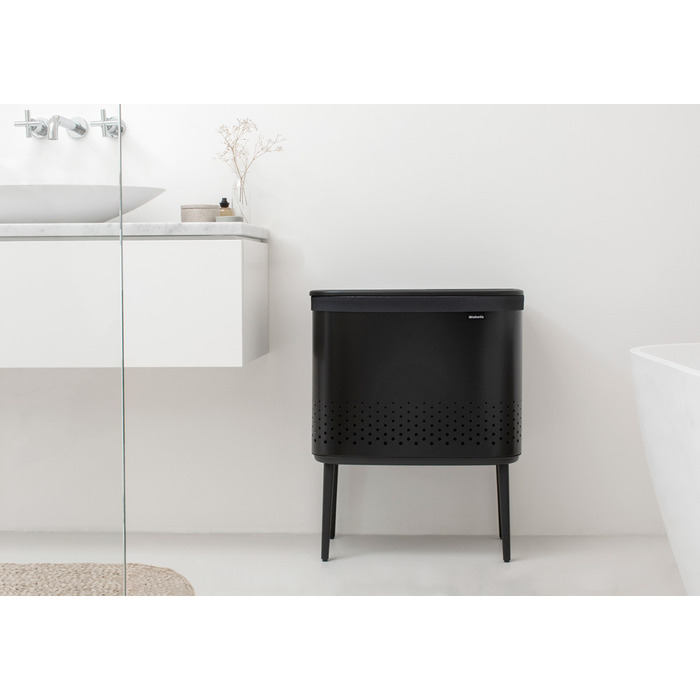 Кошик для білизни BRABANTIA Bo 60 л — сталевий, чорний матовий