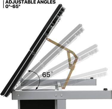 Adjustable Art Desk with Storage - Tiltable Drafting Table with Wheels - Multi-Purpose Craft Station