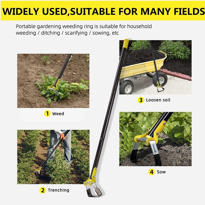 MELVTATA Garden Hoe, Hoe, Gardening Tool, 152cm Stirrup Hoe for Planting Vegetables, Farm Use, Stainless Steel, Hula Hoe – Stirrup Hoe with Adjustable Hoe for Weeding/Loosening Soil
