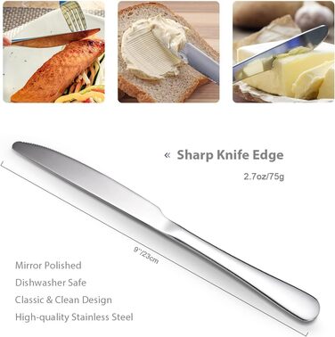 Набір столових приборів Ben & Bel на 6 осіб (24 шт.) з нержавіючої сталі - ніж, виделка, ложка, подарункова коробка, легкий у догляді, придатний для миття в посудомийній машині