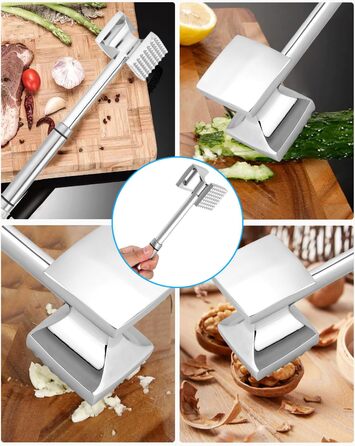 Fleischhmmer Bixury 27 см з нержавіючої сталі: подвійний м'ясорубка для кухні, ідеальний для шніцелів, котлет та стейків