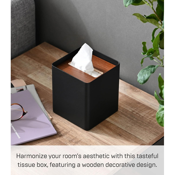 Yamazaki Box Cover Home | Stahl | Tissue Box, Universal Size, Walnut