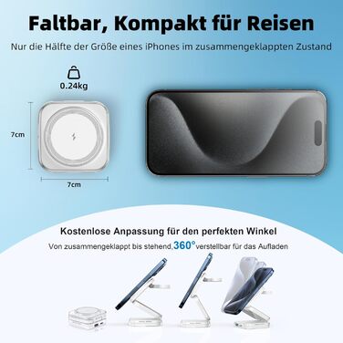 Зарядна станція 5 в 1 для iPhone з магнітним зарядним пристроєм, складний бездротовий зарядний пристрій для iPhone 17/16/15/14/13/12, AirPods Pro 3, Apple Watch S11/Ultra (Титан, Пісок пустелі)