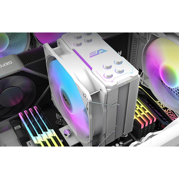 Кулер для процесора darkFlash Z4 Pro Mist White, 4-pin PWM, 5V 3-pin aRGB
