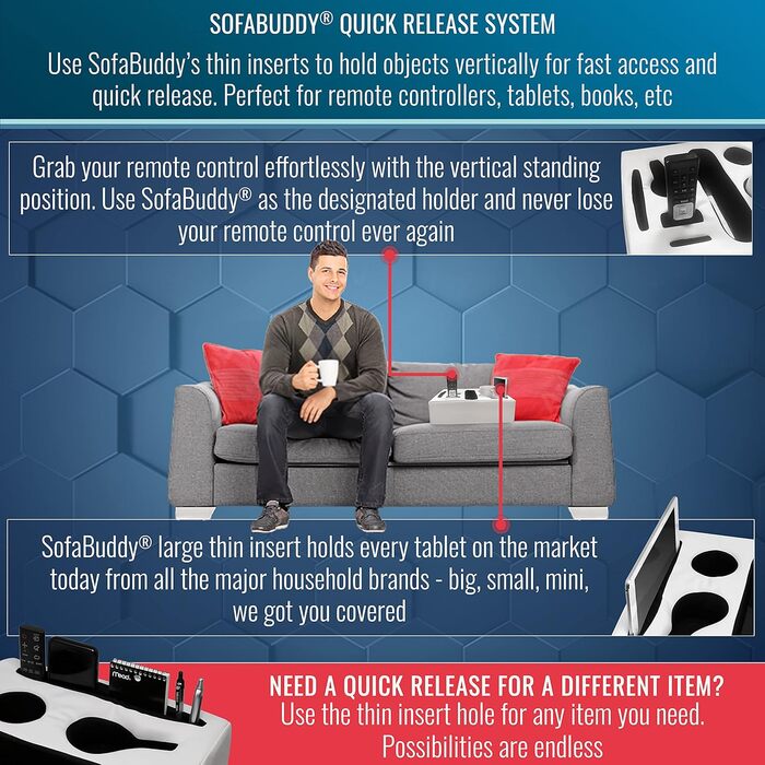 Sofa-Buddy Practical Couch Cup Holder, Couch Coaster, Sofa Cup Holder. The perfect couch accessory (Square-big-leather-white)
