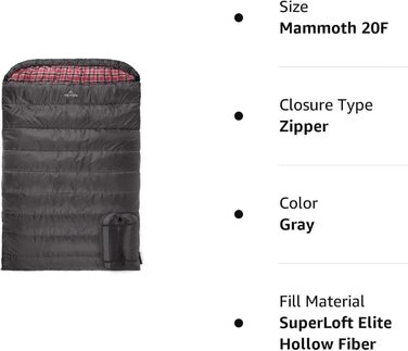 Сплячий мішок TETON Sports Celsius Regular, флісова підкладка, -18°C, 203 x 84 см (Сірий)