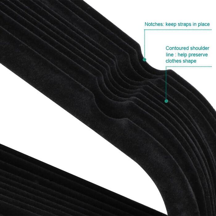 Yaheetech 100-Piece Velvet Clothes Hangers Non-Slip Suit Hangers with Non-Slip Surface Wardrobe Hangers Black