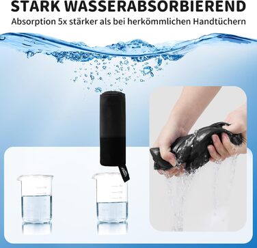 Набір рушників з мікрофібри Pameil (3 шт.): великий (160x80 см) + 2 маленькі (80x40 см), швидковисихаючі, для подорожей, фітнесу, сауни (чорний)