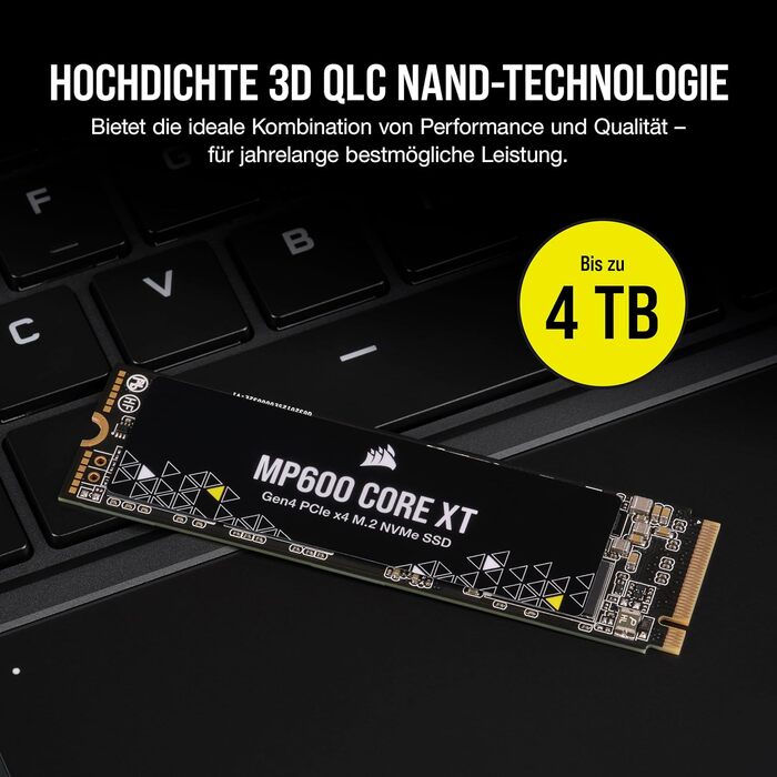 SSD Corsair MP600 CORE XT 2TB M.2 PCIe Gen4 NVMe – Швидкість до 5900 МБ/с, QLC NAND, для ноутбуків та ПК