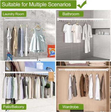 Настінна сушарка для білизни, розкладна, 3-секційна, біла. Максимальне навантаження 68 кг, 120 см (50 дюймів у складеному стані). Економія місця, ідеально для невеликих осель, білий колір.