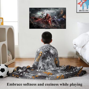Плед з принтом джойстика SOCHOW, 127 x 150 см, теплий фліс для дітей та дорослих