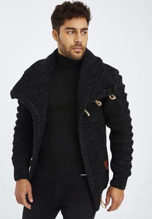 Чоловічий кардиган Leif Nelson з ґудзиками, Regular Fit, чорний/антрацитовий, для повсякденного та ділового стилю