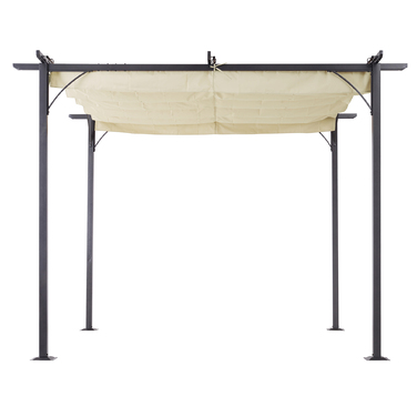 Outsunny Pergola Gazebo 3 x 3 m Waterproof with Sliding Roof and UV Protection for Garden and Patio, Aluminum Beige