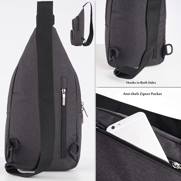 Чоловіча нагрудна сумка OIWAS, чорна, для туризму та повсякденного використання