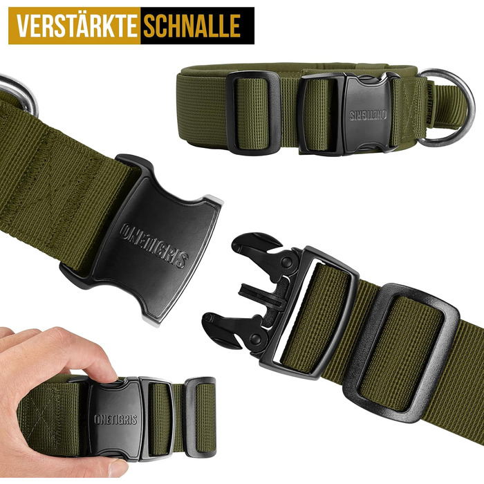 Нашийник для собак OneTigris Ranger з металевою застібкою, зелений, розмір M