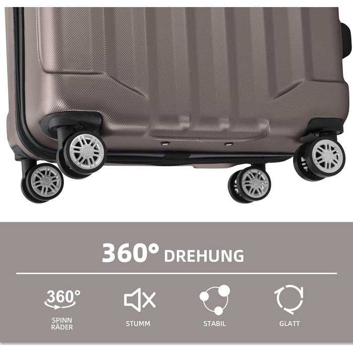 Набір валіз Beibye TSA 2080 з подвійними колесами (3 шт.) – колір Coffee
