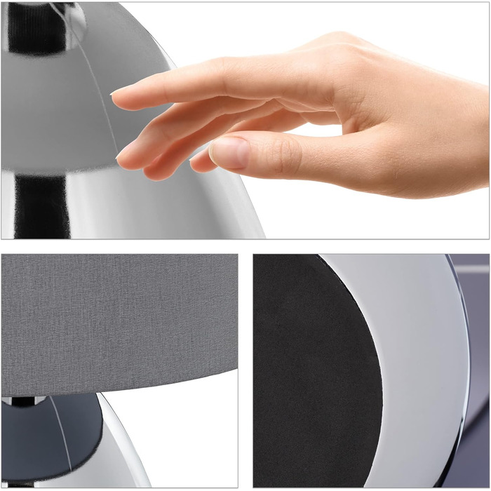 Настільна лампа Relaxdays Touch dibar з регулюванням яскравості, E14, 33,5 x 18 см, срібна