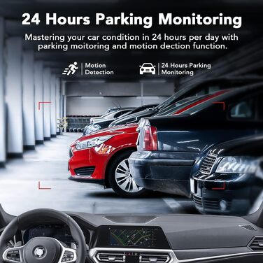 Відеореєстратор в авто з двома камерами, 1080P Full HD, 170° Кут огляду, HDR, LCD 3.0', Нічне бачення, Паркувальний режим, G-сенсор, Чорний