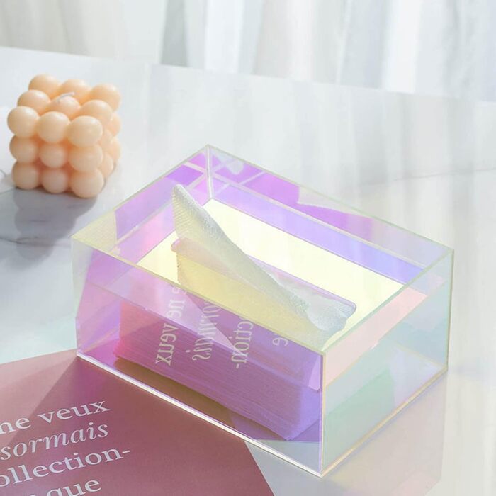 Tissue Box, Tissue Box, Rectangular Acrylic Colorful Tissue Box Holder Serviette Box with Large Opening, Sinkable Cover Tissue Box Tissue Box for Toilet Lid