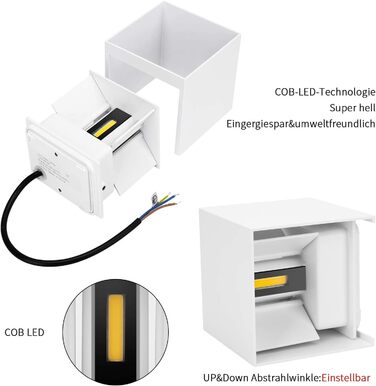 LED-стінні світильники LEDMO 4 шт. для внутрішнього та зовнішнього використання, регульований світловий потік, тепле біле світло, IP65, вологостійкі, чорні