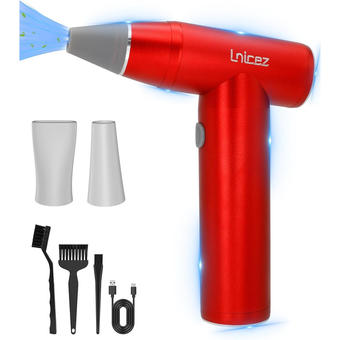 Електричний пилосос для видалення пилу 150000 RPM - бездротовий компресор для чищення з потужним безщітковим мотором (червоний)