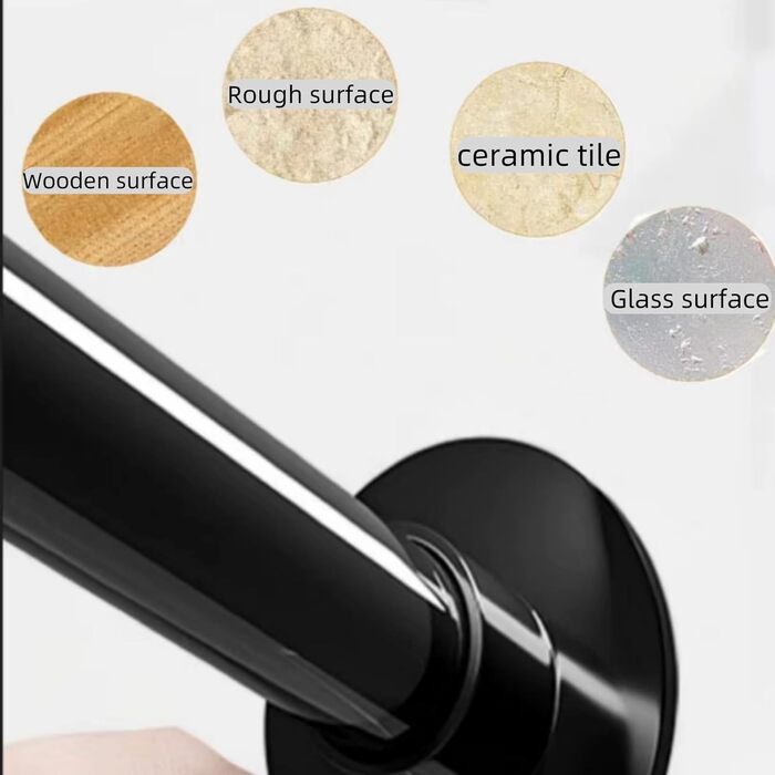 Штанга для душу без свердління, L-подібна, регульована, з нержавіючої сталі, для ванної кімнати та гардеробної (75-95 x 75-95 см) (Чорний, 75-95*90-130)