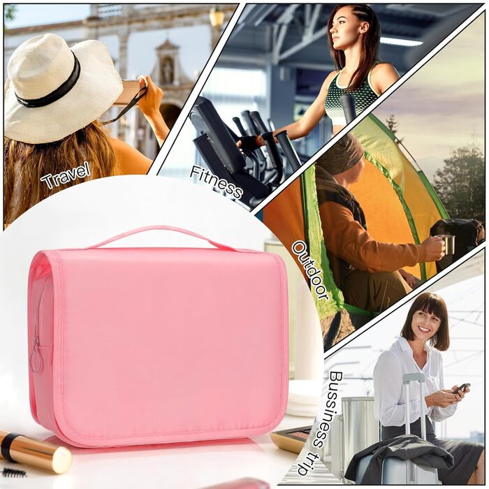 Зівакат Косметичка для підвішування, водонепроникна, з ручкою, для подорожей, спорту та кемпінгу (Рожева)