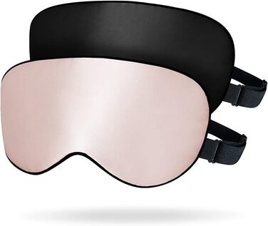 Набір 2 шт. Шовкові маски для сну OLESILK, 100% шовк, для жінок та чоловіків, унісекс, чорний + персиково-рожевий