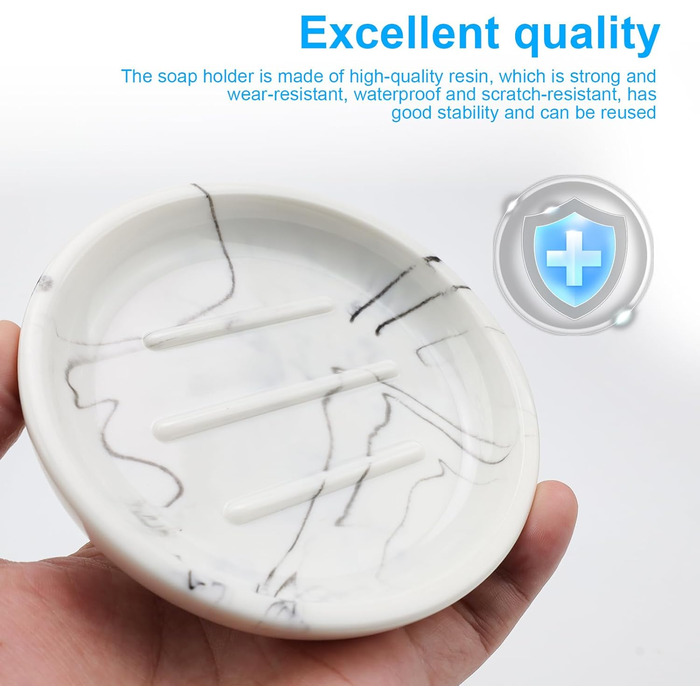 Підставка для мила MYLERCT для ванної кімнати та кухні, 11.5 x 10 см, з антиковзними наклейками, з імітацією мармуру